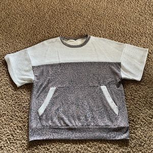 Short sleeve mixed media top